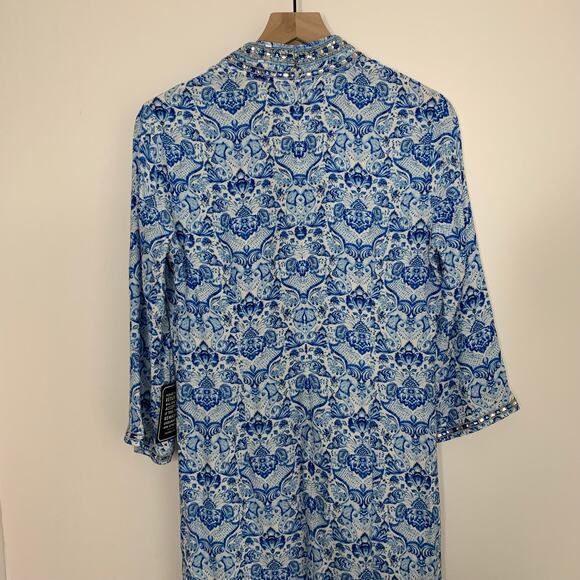 NicoBlue Shalimar Long Tunic Dress with Sapphire Jewel Embellishment Women New - Picture 6 of 16